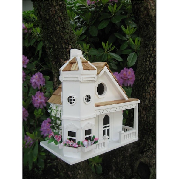 Feedingtime Fledgling Series Flower Pot Cottage Birdhouse - White - 9in. x 10in. x 9in. FE2969172 - main